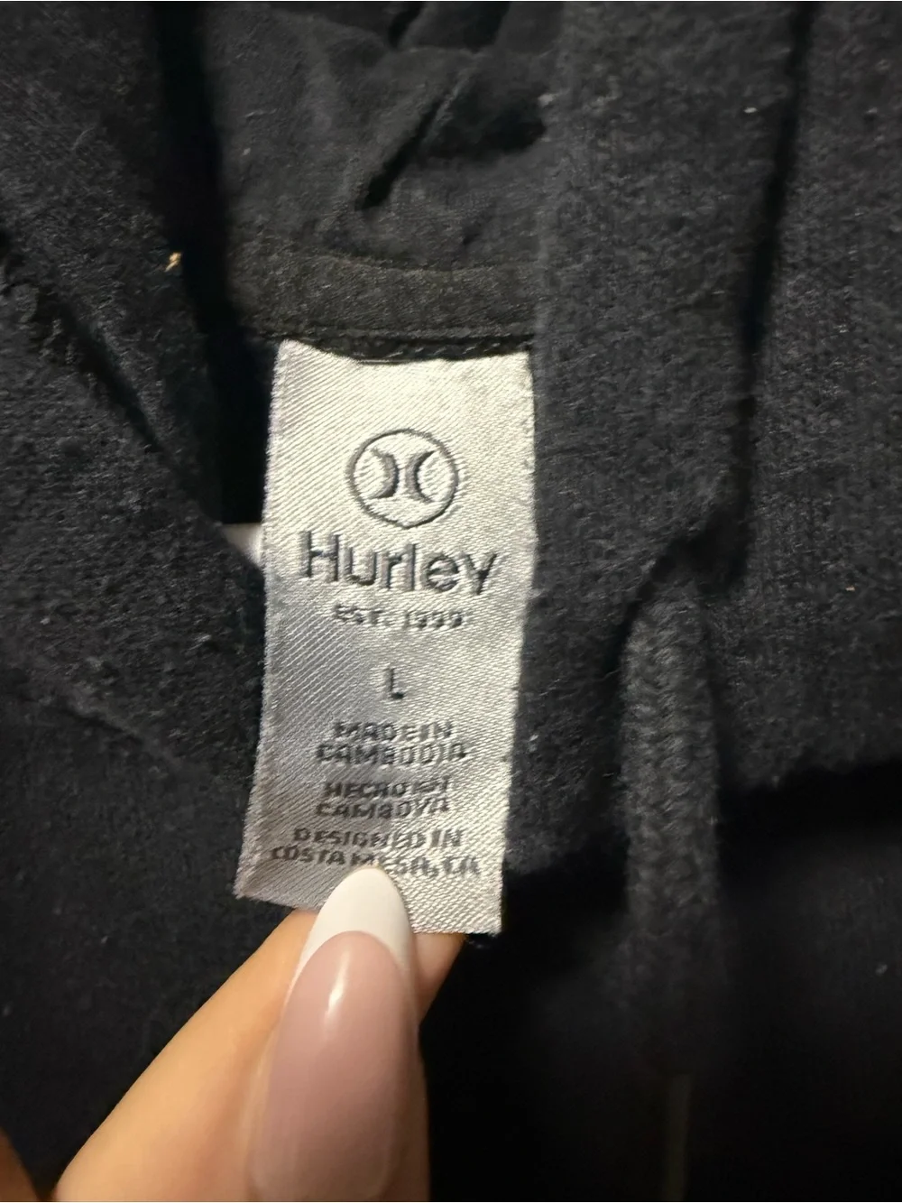 Hurley Black Pullover Hoodie with Subtle Multicolor Logo